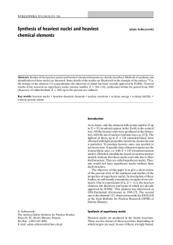 Synthesis of heaviest nuclei and heaviest chemical elements