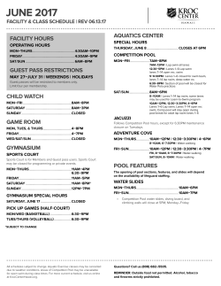 entire facility schedule aquatics