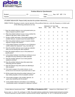 Problem Behavior Questionnaire DIRECTIONS: Keeping in mind a