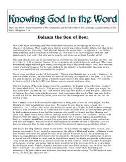 Balaam the Son of Beor - Knowing God in the Word