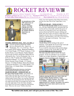 rocket review - Altamont Lutheran Interparish School