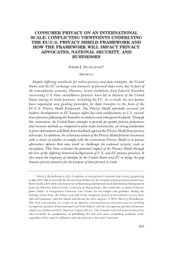 CONSUMER PRIVACY ON AN INTERNATIONAL SCALE