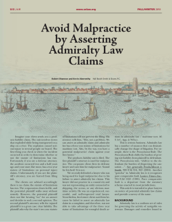 Avoid Malpractice by Asserting Admiralty Law