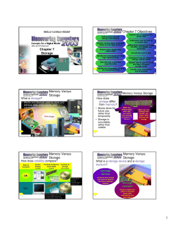 Chapter 7 Storage Chapter 7 Objectives Memory Versus Storage