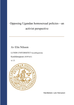 Opposing Ugandan homosexual policies&mdash;an activist perspective