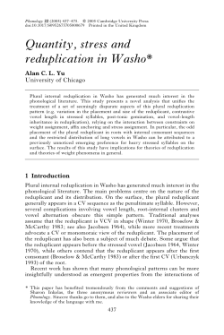 Quantity, stress and reduplication in Washo