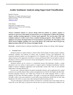 Arabic Sentiment Analysis using Supervised Classification