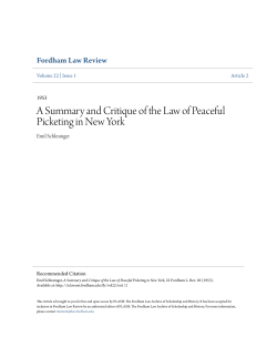 A Summary and Critique of the Law of Peaceful Picketing in New York