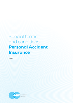 Special terms and conditions Personal Accident
