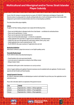 Multicultural and Aboriginal and/or Torres Strait Islander Player