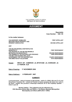 CDA BOERDERY V NELSON MANDELA METROPOLITAANSE