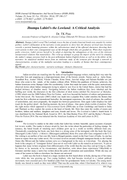 Jhumpa Lahiri`s the Lowland: A Critical Analysis