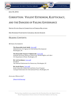 CORRUPTION: VIOLENT EXTREMISM, KLEPTOCRACY, AND THE