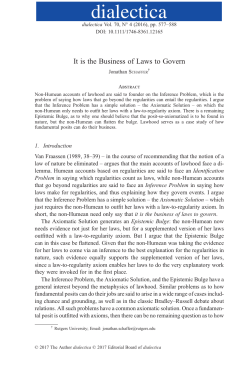 It is the Business of Laws to Govern