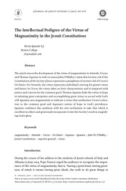 The Intellectual Pedigree of the Virtue of Magnanimity in the Jesuit