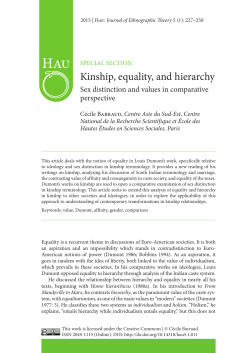 Kinship, equality, and hierarchy - HAU: Journal of Ethnographic