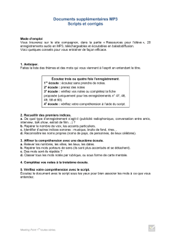 Fiches d`exploitation des docs audi &eacute;l&egrave;ves MP3