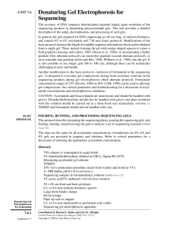 "Denaturing Gel Electrophoresis for Sequencing". In: Current