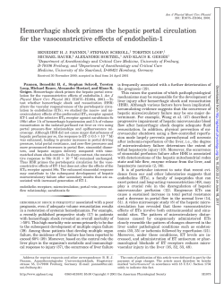 Hemorrhagic shock primes the hepatic portal circulation for the