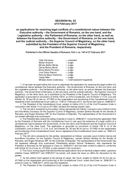 DECISION No. 63 of 8 February 2017 on applications for