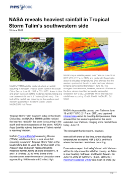NASA reveals heaviest rainfall in Tropical Storm Talim`s