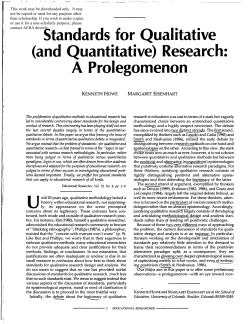 Standards for Qualitative (and Quantitative) Research