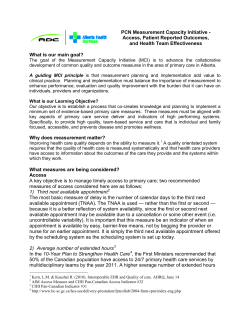 PCN MCI Core Measures Overview
