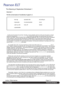The Meaning of September Worksheet 1