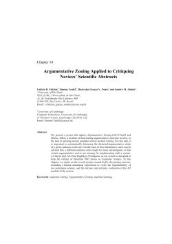 18. Argumentative Zoning Applied to Critiquing Novices` Scientific