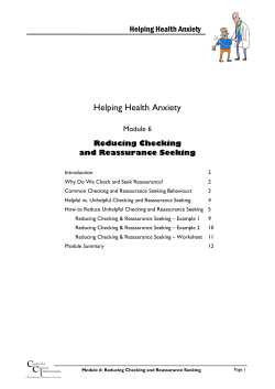 Module 6: Reducing Checking and Reassurance Seeking