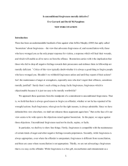 Is unconditional forgiveness morally defective? Eve Garrard and