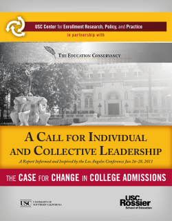 THE CASE FOR CHANGE IN COLLEGE ADMISSIONS