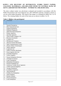 Tender No. CBK/20/2015-2016