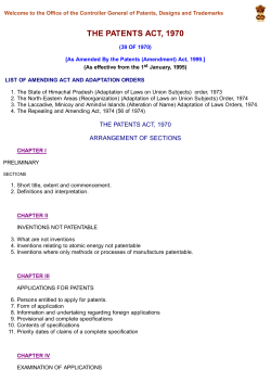 The Patents Act 1970 - Intellectual Property India
