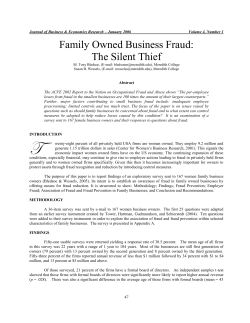 Family Owned Business Fraud: The Silent Thief
