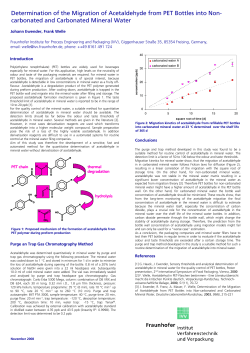 Determination of the Migration of Acetaldehyde from PET Bottles into