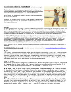 An introduction to Racketball (by Fraser Liversage)