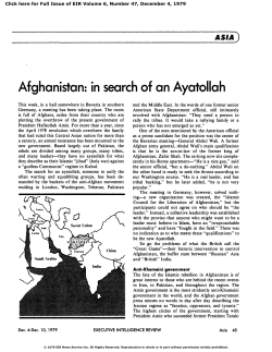Afghanistan: In Search of an Ayatollah