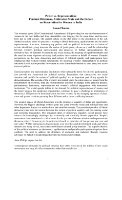 Power vs. Representation: Feminist Dilemmas, Ambivalent State