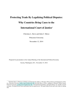 Protecting Trade By Legalizing Political Disputes: Why Countries