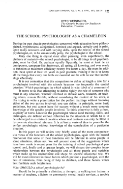 125 THE SCHOOL PSYCHOLOGIST AS A CHAMELEON