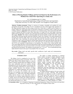 Effect of Plowing Depth of Tillage and Forward Speed