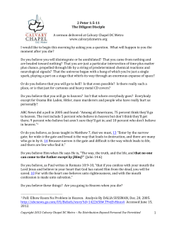 1 2 Peter 1:5-‐11 The Diligent Disciple A sermon delivered at