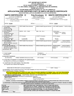 APPLICATION FOR CERTIFIED COPY OF BIRTH