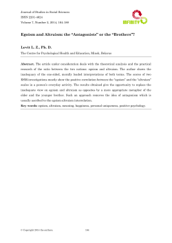 Egoism and Altruism: the &ldquo;Antagonists&rdquo; or the