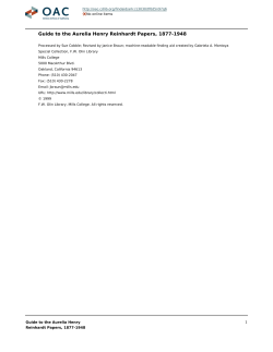 Aurelia Henry Reinhardt Papers