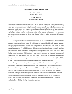 Developing Literacy Through Play - Digital Commons at Buffalo State