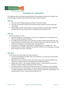Gamekeeper CD - Teaching Notes