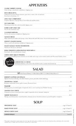 APPETIZERS SALAD SOUP - Johnny`s Italian Steakhouse