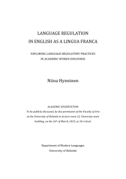 Language Regulation in English as a Lingua Franca